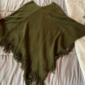 Army Green Fringe Shawl